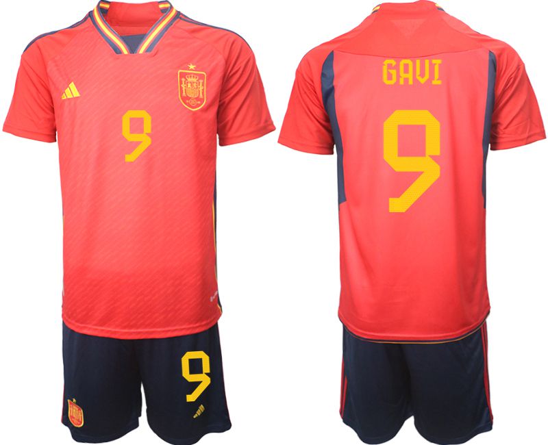 Men 2022 World Cup National Team Spain home red 9 Soccer Jersey